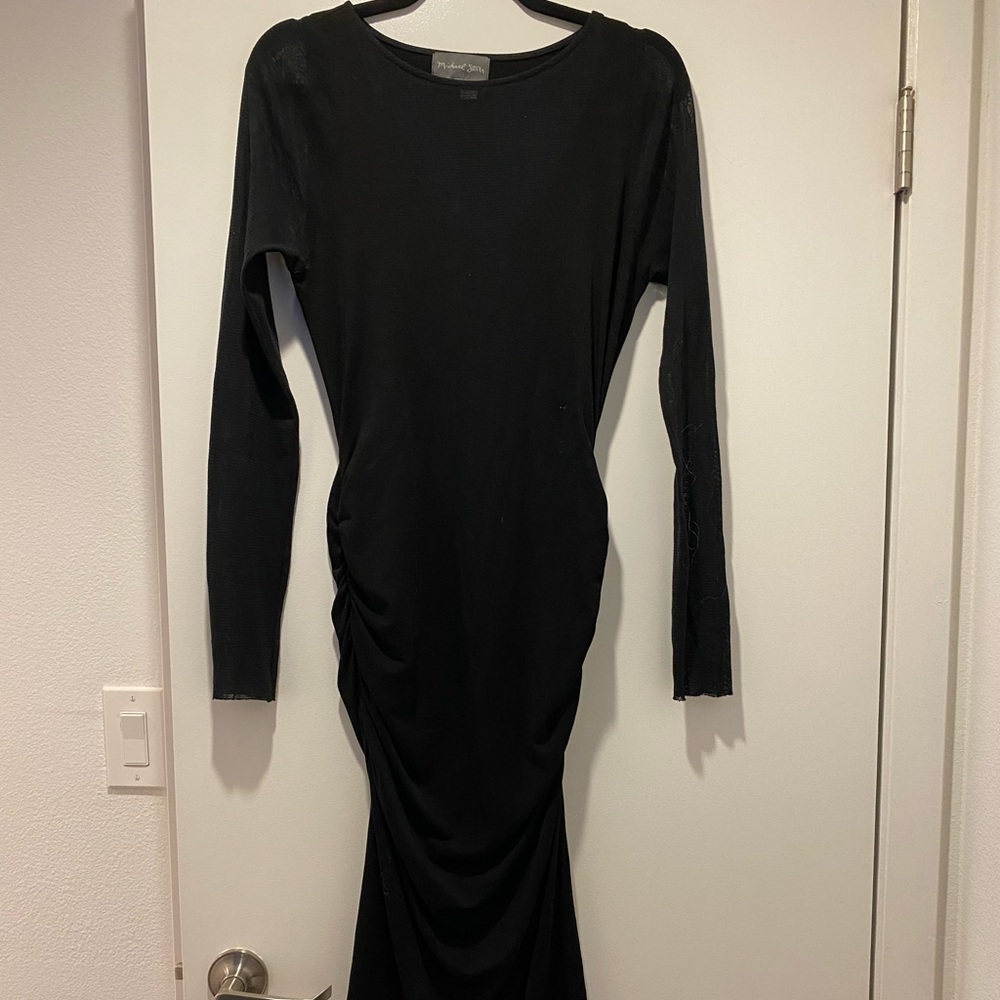 Anthropologie Michael Stars Black Midi Dress with Mesh
